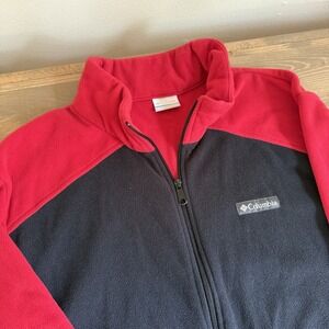 Columbia Men's XXL Grey Red‎ Fleece Full Zip Up Jacket